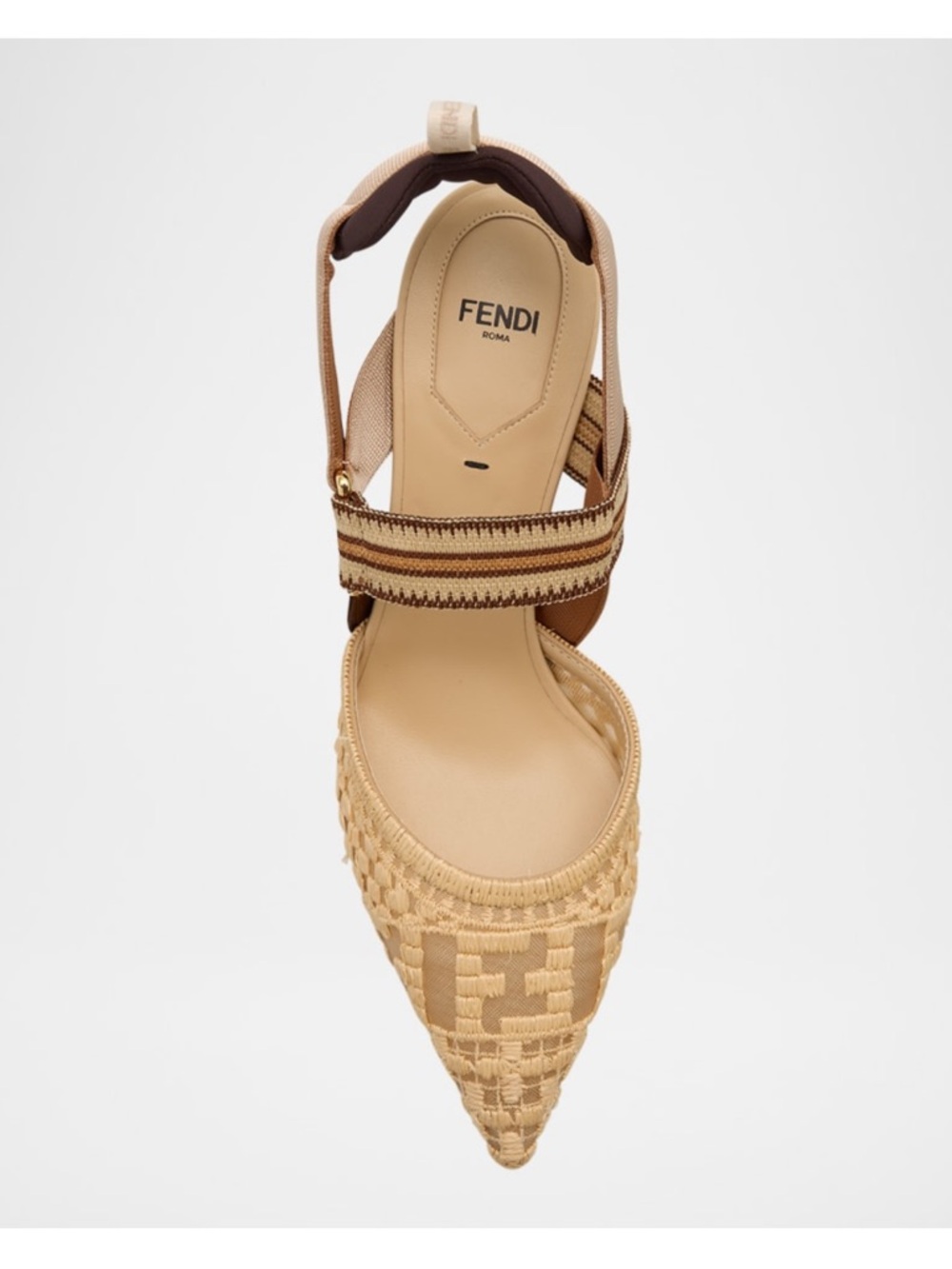 Fendi Colibri Rete Nudo Rafia Pointed Slingback Heels - Picture 10 of 10